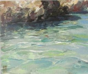 Oil Painting, "Tepid Water" in a Cornish Cove, Cornwall Coast, Paint in Oils , Movement with Oil Paint, Inspired by Henry Scott Tuke & Newlyn School Artists,female UK Artist