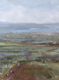 St Ives, Oil Painting, Seascape, Landscape, Cornish Artist, Poldark , Daffodil Pickers,